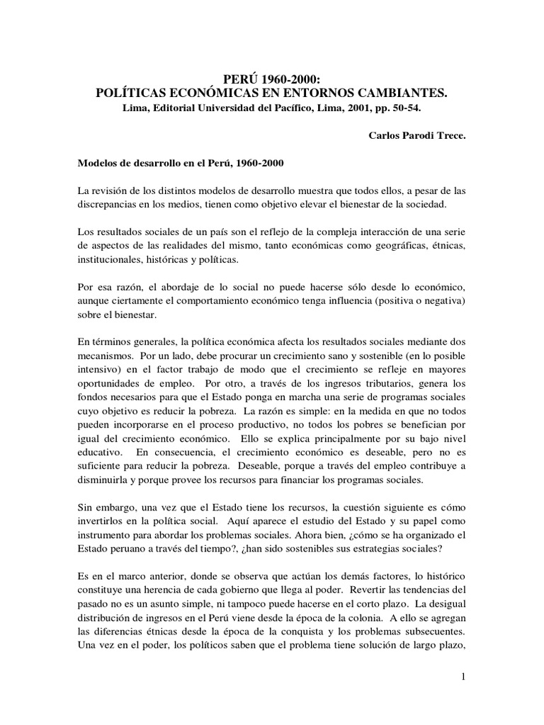 carlos parodi trece politicas economicas sociales entornos cambiantes